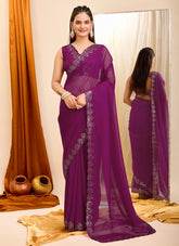 Sharp Looking Saree in Wine Colour